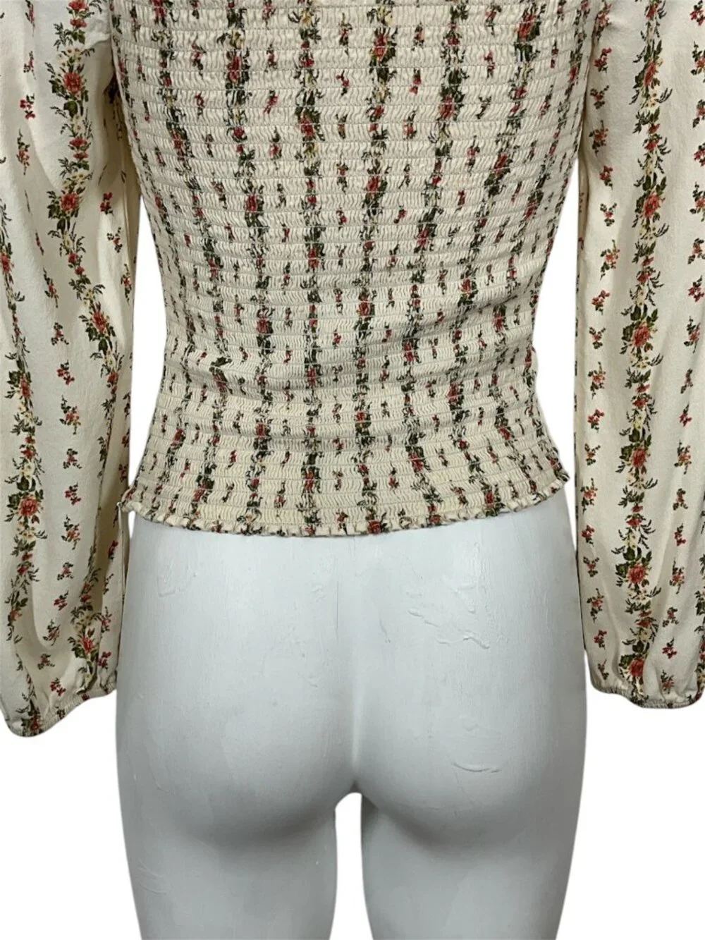 Reformation Floral Reign Top Blouse 6 Cream Romantic DEFECT
